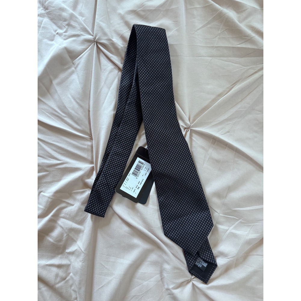Emporio Armani Mens Silk Tie Black Grey Micro Dot Made in Italy NWT 340075